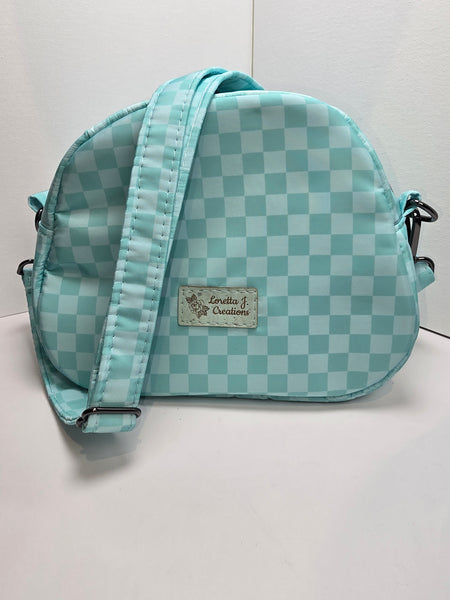 Teal Checker Bowler Bag