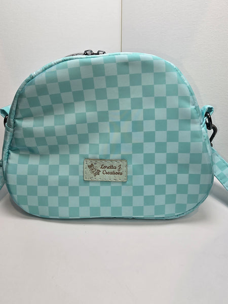 Teal Checker Bowler Bag