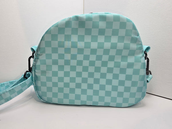 Teal Checker Bowler Bag