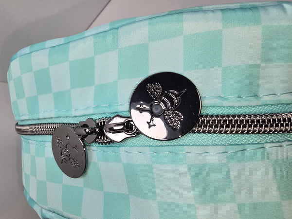 Teal Checker Bowler Bag