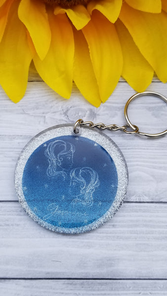 Zodiac Glitter Keychain