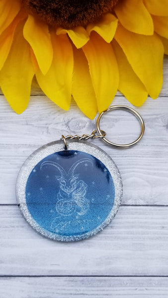 Zodiac Glitter Keychain