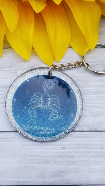 Zodiac Glitter Keychain
