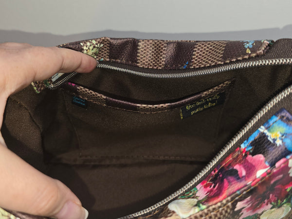 Brown Checker LV Floral Shoulder Bag