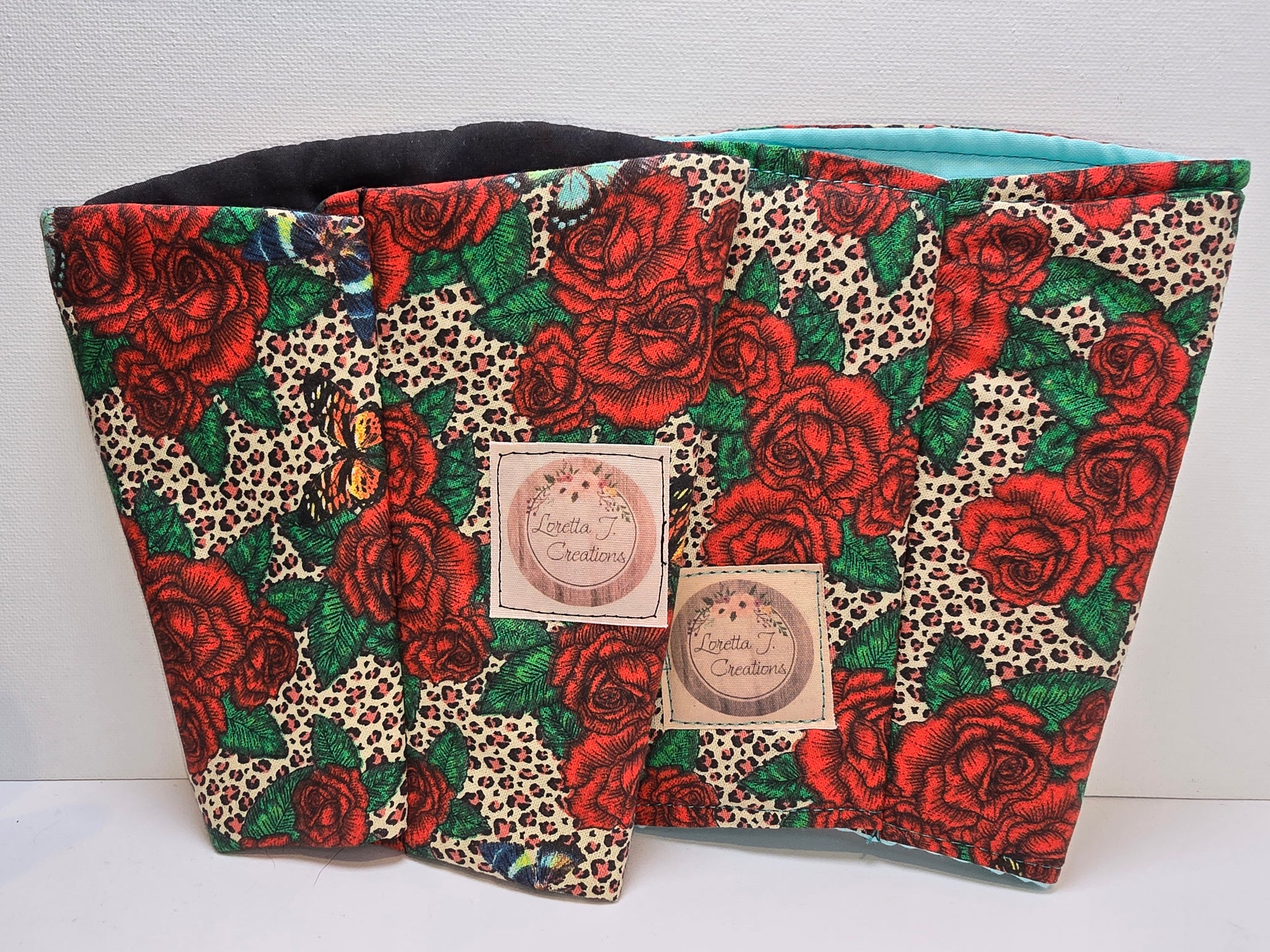 Roses and Chetah Cold Cup Cozy