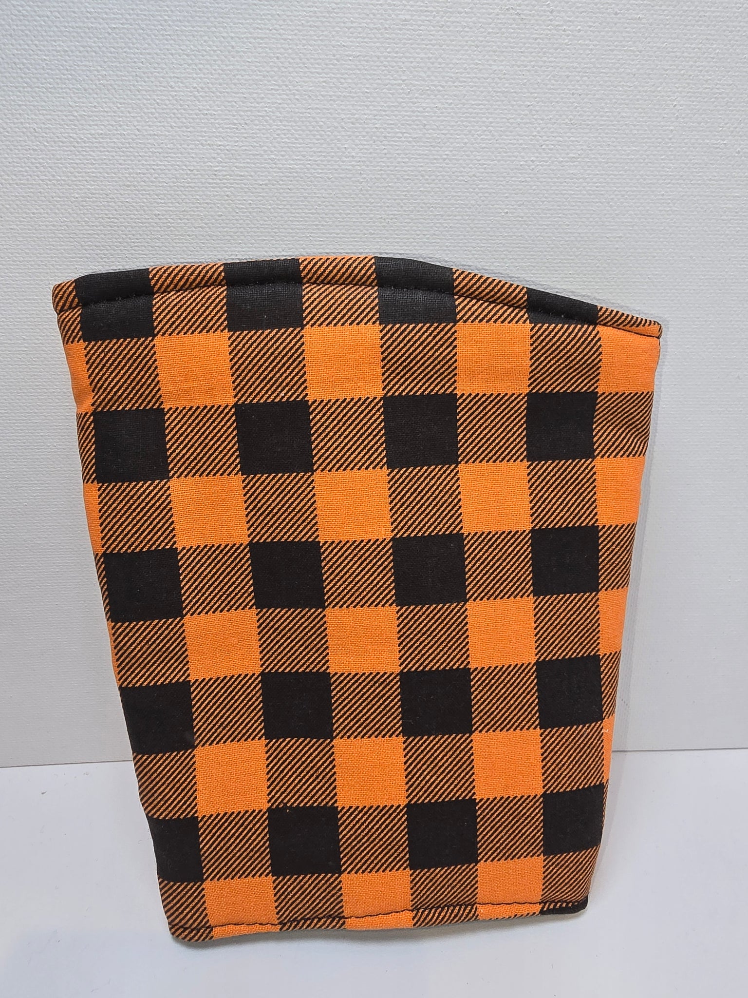Orange and black plaid Cold Cup Cozy