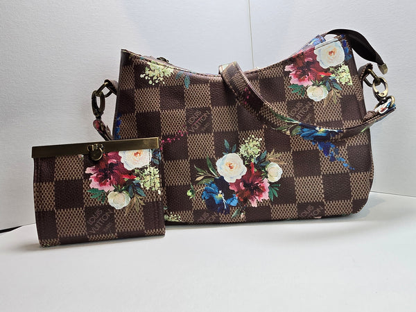 Annabella LV Floral Shoulder Bag and Accordion Wallet