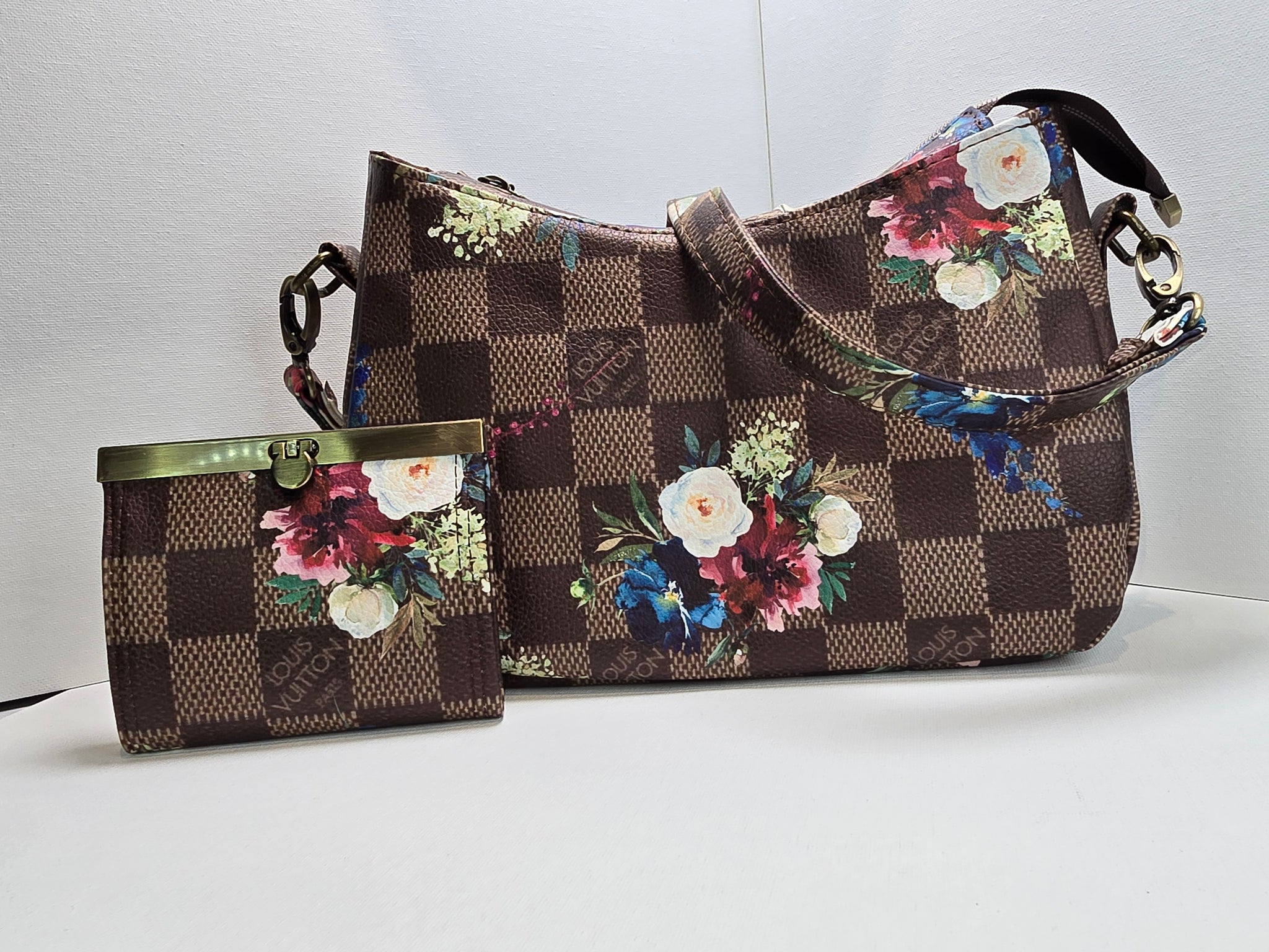 Annabella LV Floral Shoulder Bag and Accordion Wallet