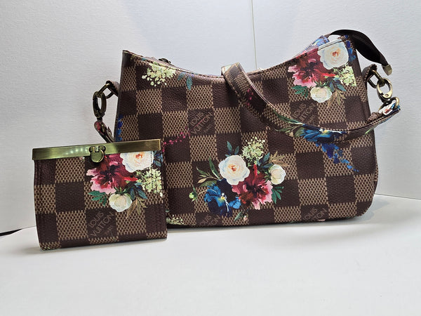 Annabella LV Floral Shoulder Bag and Accordion Wallet