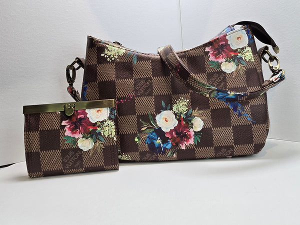 Annabella LV Floral Shoulder Bag and Accordion Wallet