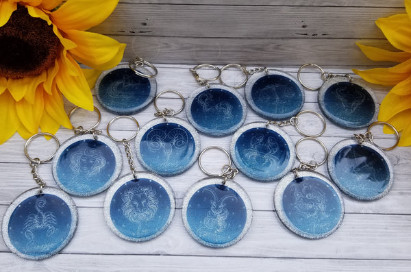 Zodiac Glitter Keychain