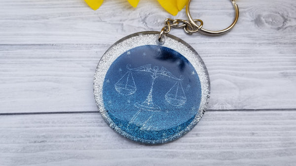 Zodiac Glitter Keychain