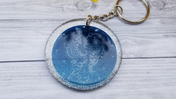 Zodiac Glitter Keychain