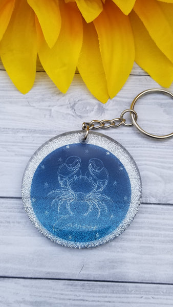 Zodiac Glitter Keychain