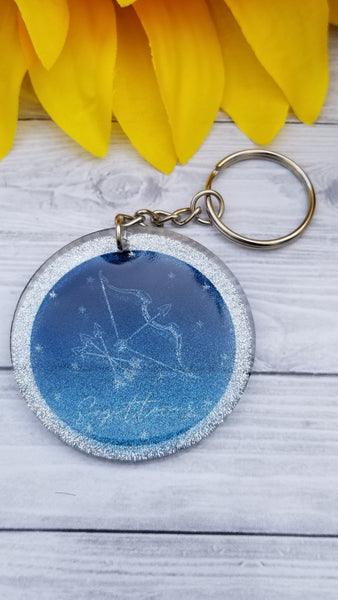 Zodiac Glitter Keychain