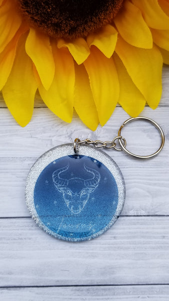 Zodiac Glitter Keychain