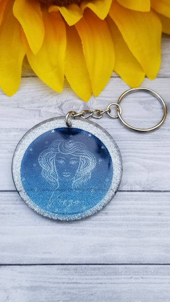 Zodiac Glitter Keychain