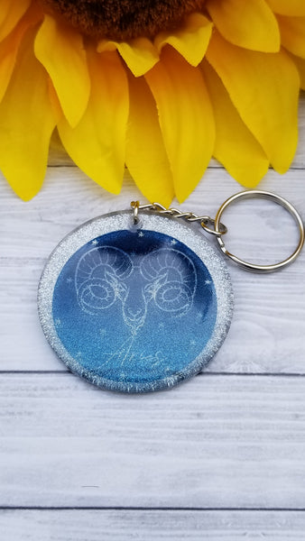 Zodiac Glitter Keychain